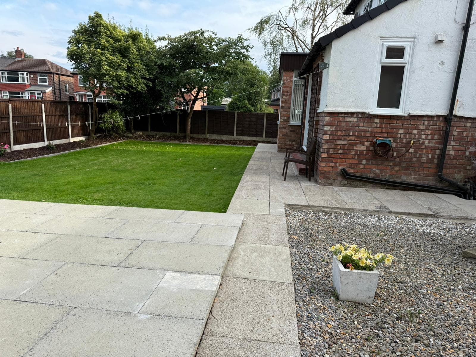 Stone flagging laid as a garden path with a level, even surface